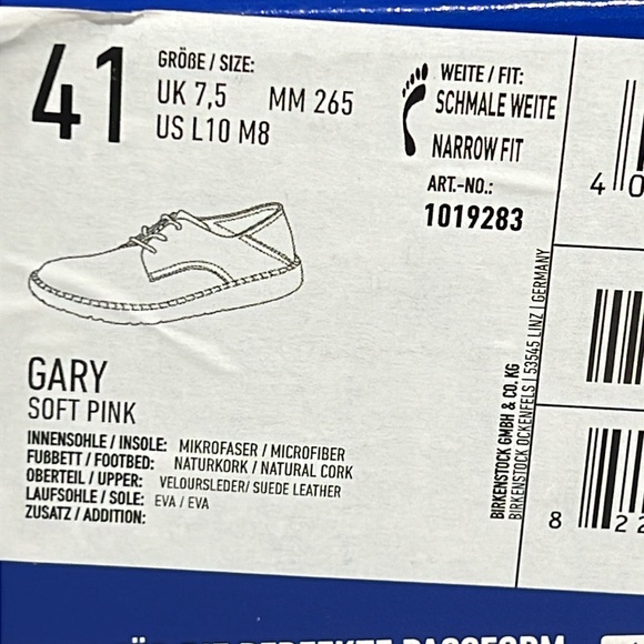 NEW Birkenstock Gary Suede Shoes - Size 41N - Soft Pink Suede Leather - In Box - Picture 17 of 17